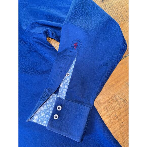 Mens Robert Graham Blue Paisley Flip Cuff Classic Fit Button Down Shirt Medium‎ - Picture 3 of 8
